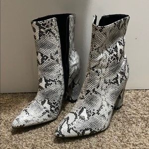 Snake print booties